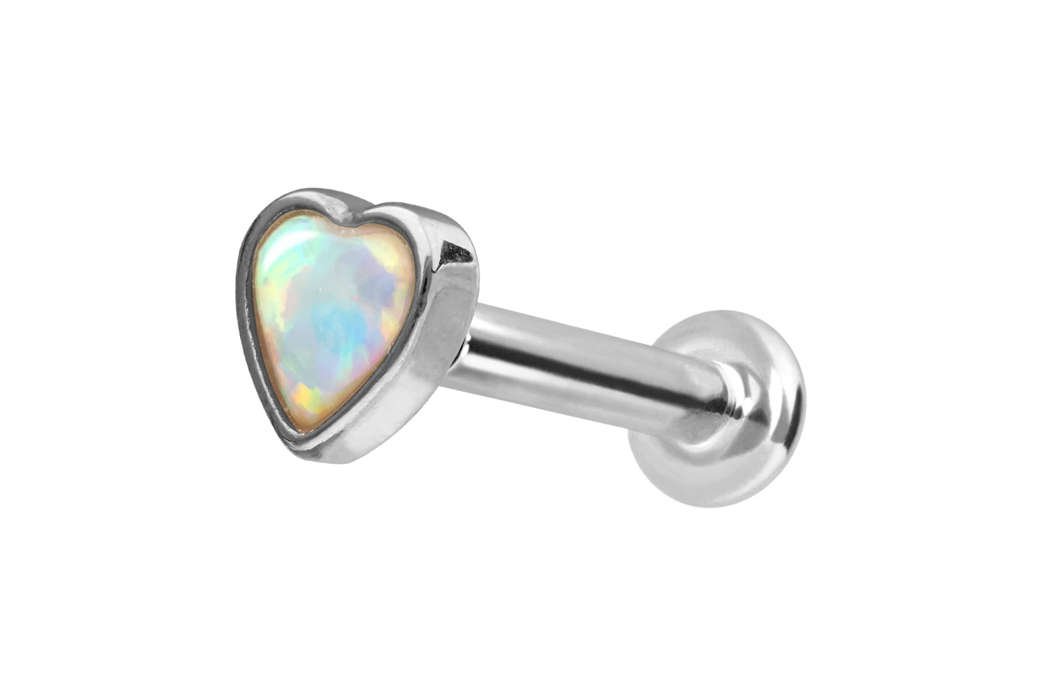 14 Karat Gold Labret Piercing mit Push Fit SYNTHETISCHES OPAL-HERZ